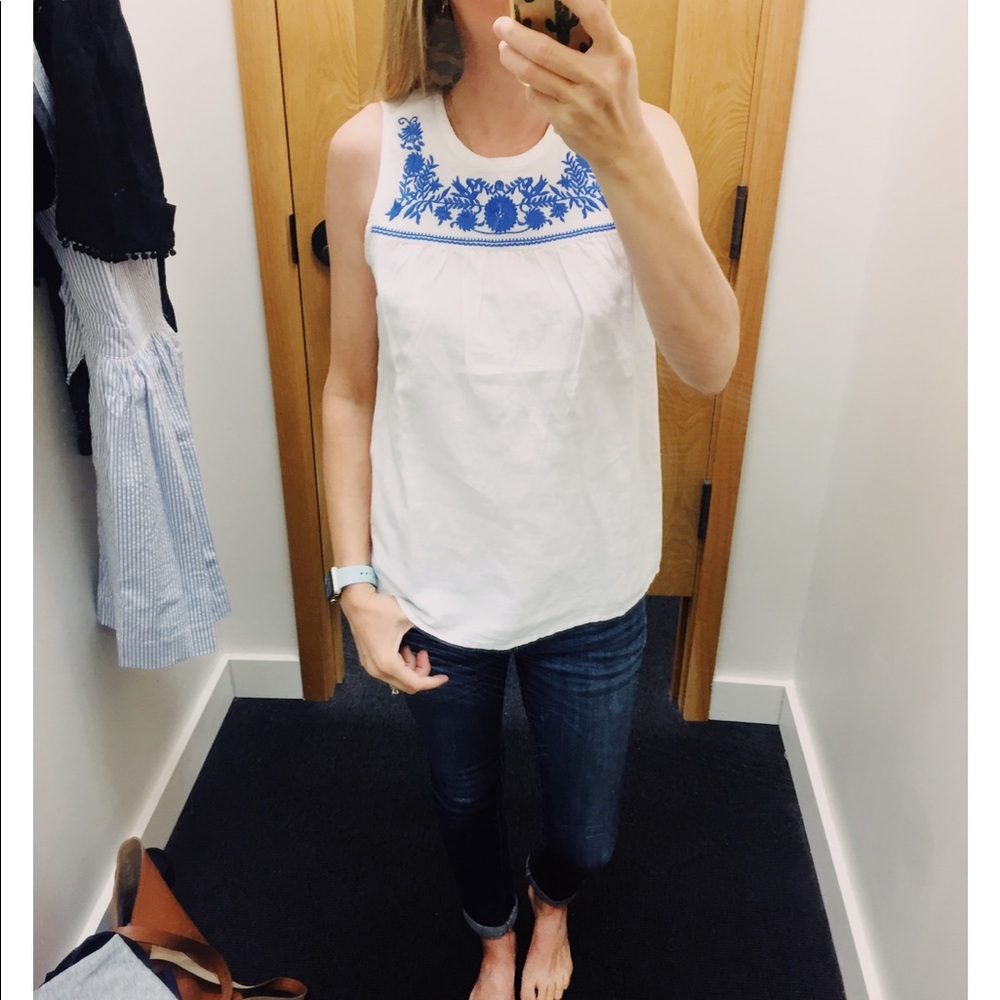 J Crew Embroidered tank